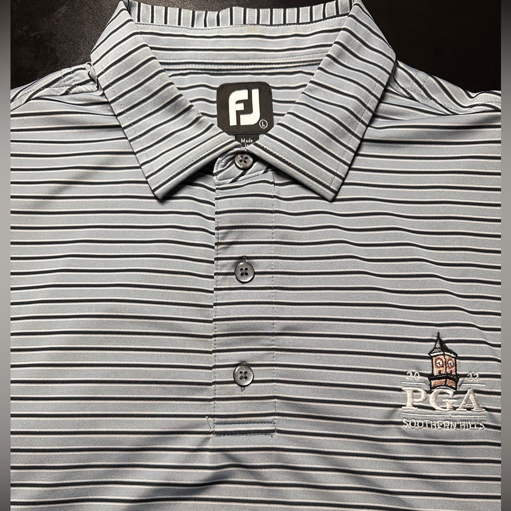 Footjoy FJ Mens Polo Golf Shirt Blue Striped